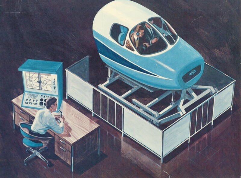 A colored illustration of the Link Trainer