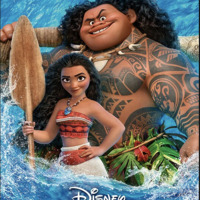 Two animated characters standing in a wave. One small female and one larger male with tattoo. 